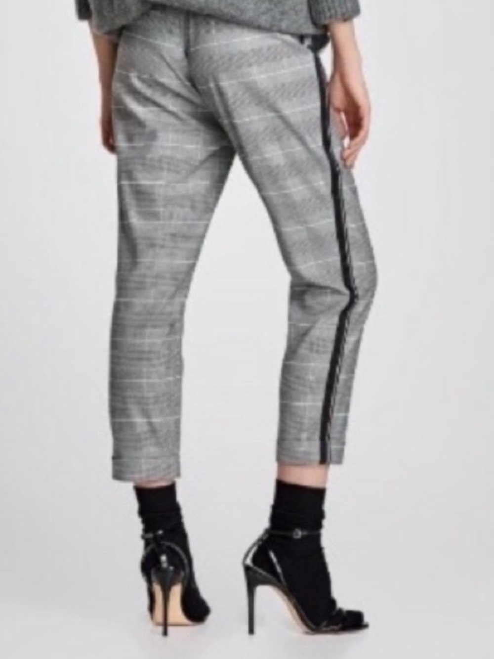 Zara plaid side stripe trouser tapered pants M - Picture 3 of 11